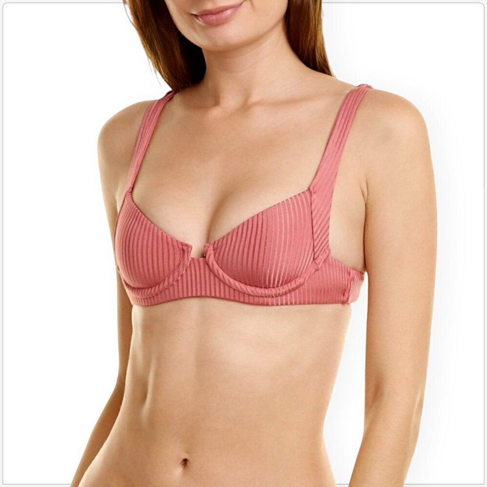 Vitamin A Demi Bikini Top Eco Rib Sunkissed Shimmer Underwire Swimsuit NWT XS 4